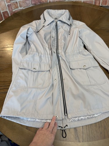 Authentic Guess Hooded Trench Zip Up Lined Coat Large - Picture 3 of 20