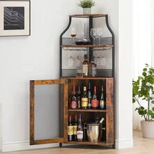 Corner Wine Rack Cabinet for Liquor Cabinet with Adjustable Shelves, 61 in In...