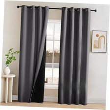 Blackout Curtains 84 Inches Long, Thermal 52"W x 84"L Pack of 2 Grey