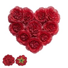 10 Pcs Fake Flower Heads, Artificial Flowers Hydrangea Heads, Red
