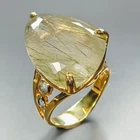 Handmade 37 ct Natural Rutilated Quartz Ring 925 Sterling Silver Size 8 /R467255