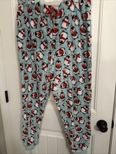 Womens Secret Treasures Christmas Penguin Print Mint Plush Pajama Jogger Pant XL