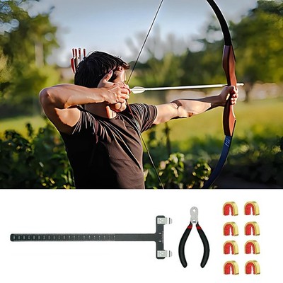 Bow String Nocking Point Set with T Square Ruler Nocking Pliers for Archery Bow