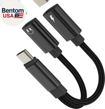 USB C Headphone Adapter 2In1 Dual Type C Charging Headset Splitter for Apple for