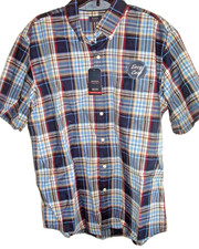 Mens Arrow Shirt Navy Plaid Size Large Easy Care Pocket NEW