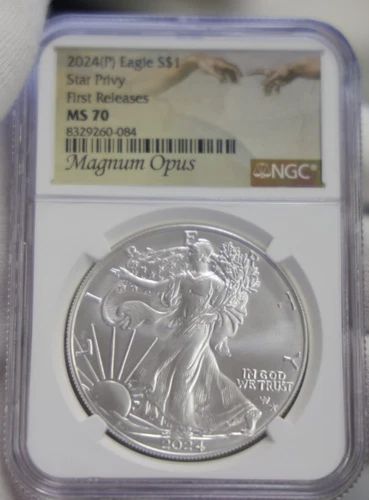 2024 P American Silver Eagle - Star Privy NGC MS70 Magnus Opus 1st Rel.