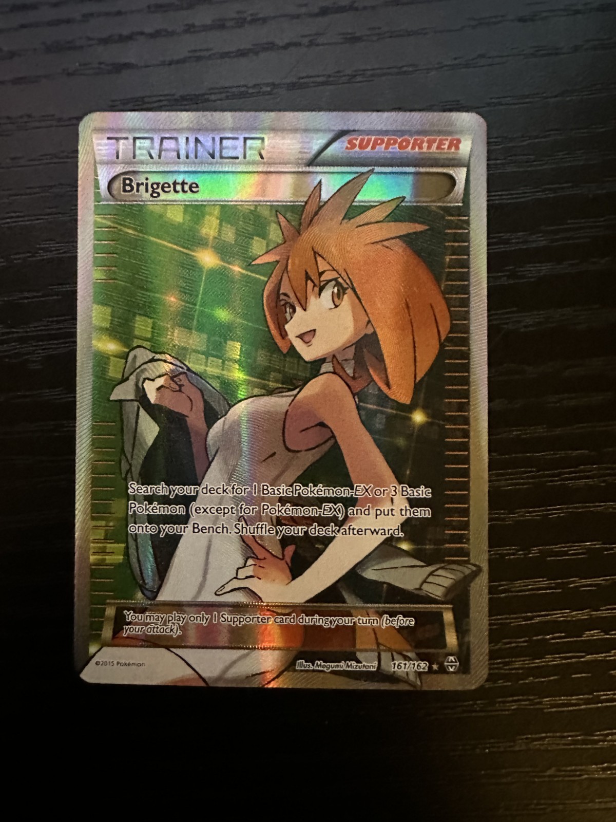 brigette pokemon card full art X & Y BREAKthrough - - 161/162 Moderately Played /// Moderately Played FoilCards in Moderately Played (MP) condition can have border wear Bridgette and Giovanni Full Art