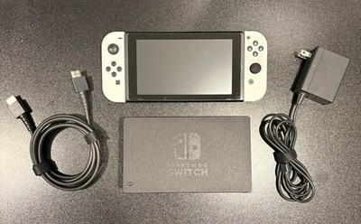 Nintendo Switch Console White Joy-Con Controllers w/ Dock AC Adapter HDMI Cable
