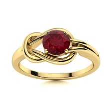 5MM Round Ruby Infinity Love Knot Solitaire Ring 925 Sterling Silver Gold Plated