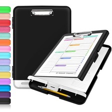 Clipboard with Storage, Clip Board 8.5 x 11 with Pen Holder, Plastic Organiza...