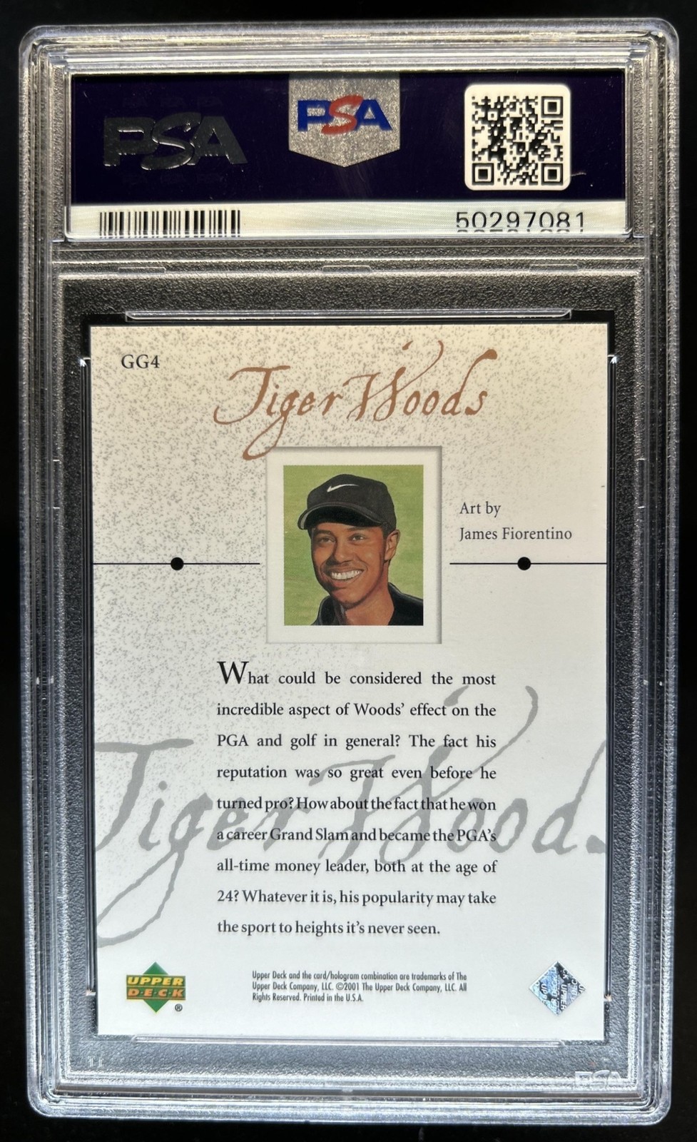 2001 Upper Deck Tiger Woods Gallery #GG4 PSA 9 view 2