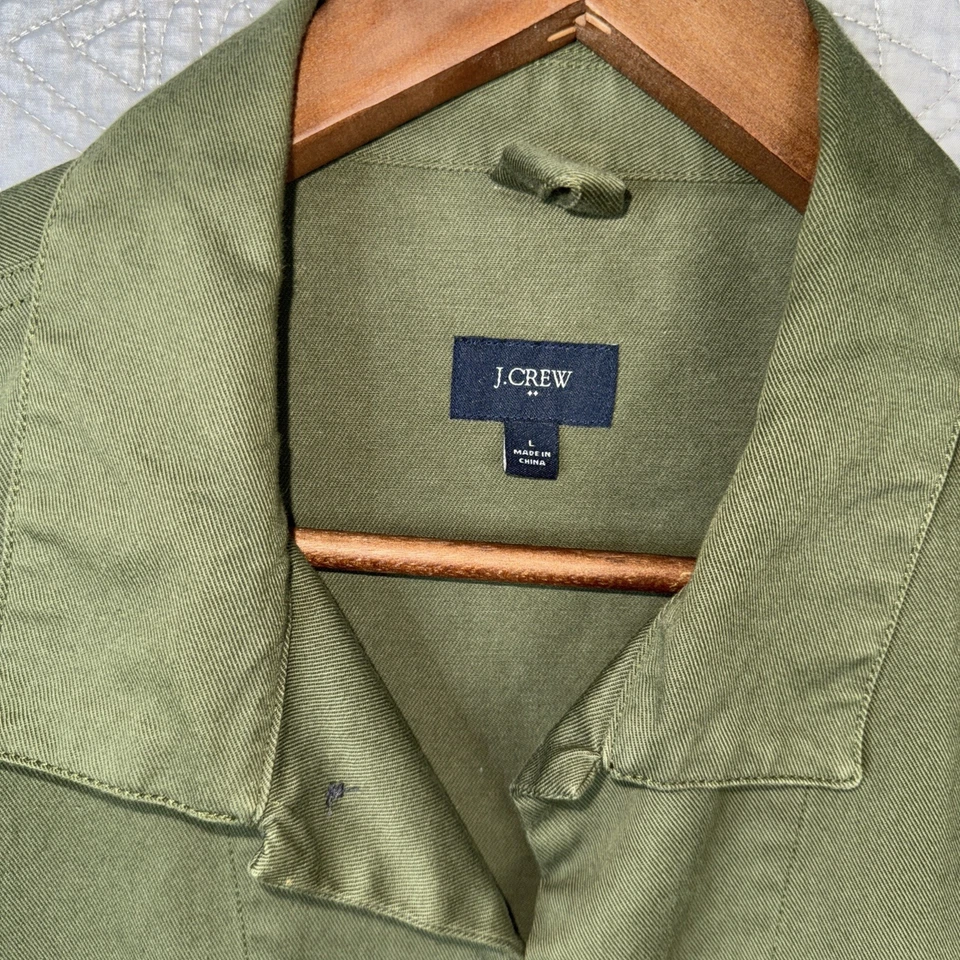 Chaqueta J Crew Hombre Grande Verde Oliva Caqui Algodón Utilidad Bolsillo Militar Foto 3 de 4