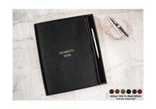 Amalfi A4 Italian Leather Refill Journal Set Black Free Initial & Engraved Pen!