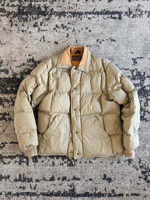 Vintage VTG 80s Eddie Bauer Corduroy Collar Down Jacket Mens Large