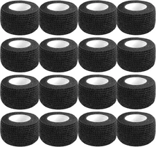 Self Adhesive Bandage Wrap,1 Inch 5 Yards 16 Pack Black Elastic Flexible