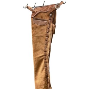 Chaps équitation Vintage – Cuir Daim Marron – Ranch Cowboy – Taille Adulte – USA
