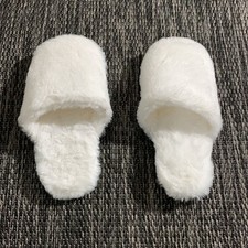 White Fluffy Slippers One Size NWOT