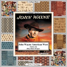 JOHN WAYNE AMERICAN WEST, RILEY BLAKE, COWBOY, FABRICS PRICED 1/2 YD PANEL