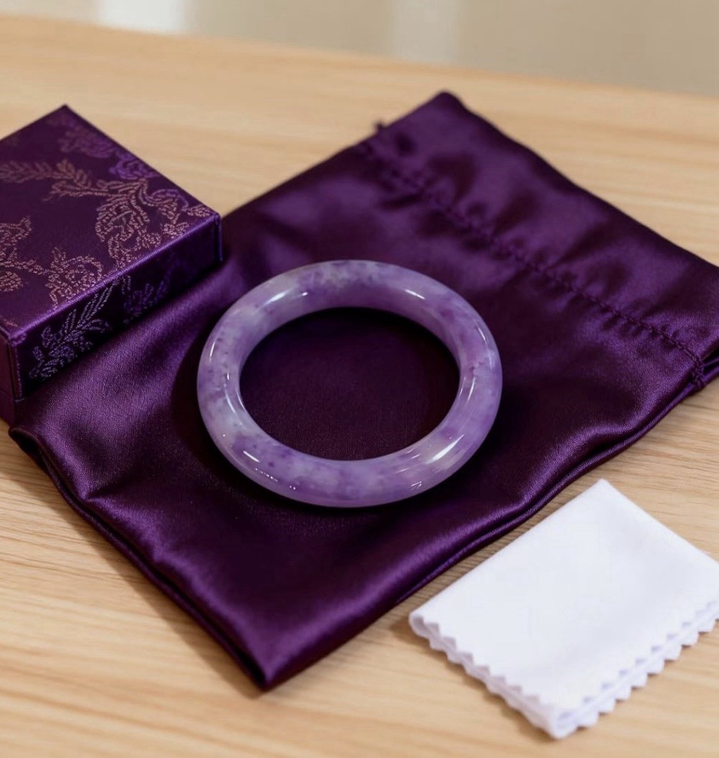 Natural Lavender Jade Bangle Bracelet Round Shape 56mm Inner Diameter Certified