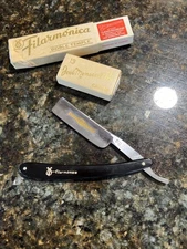 Vintage Spanish Straight Razor Double Temple Jose Monserrat #13 Filarmonica