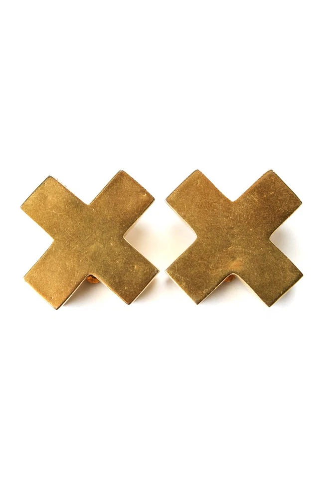 Robert Lee Morris Womens Vintage Gold Plated X Clip-On Earrings - Image 2 of 4