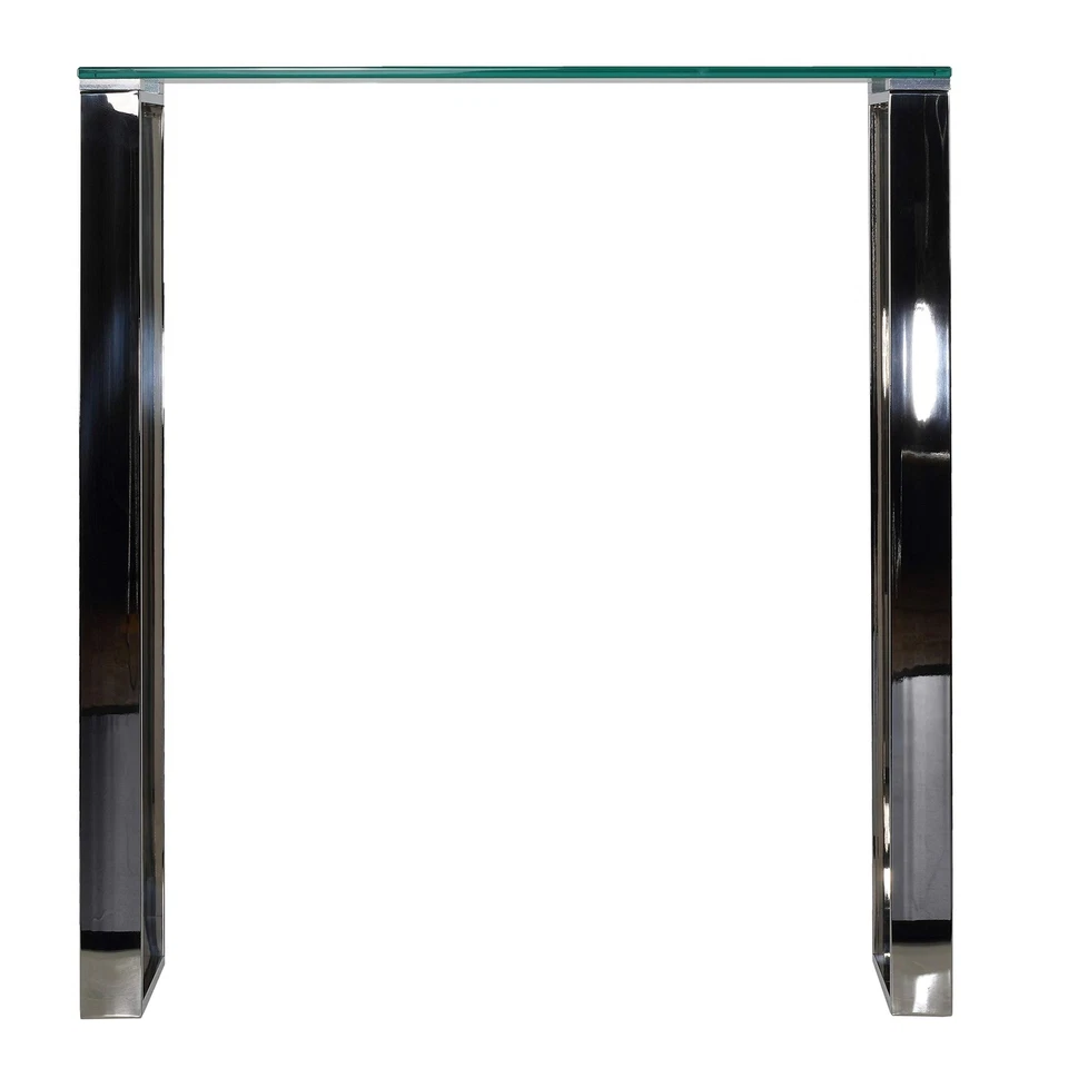 Forli Small Entry Way Console Table Contemporary Glass and Stainless Steel Fi... - Image 3 of 4