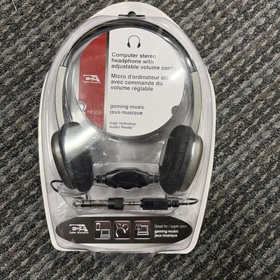 Cyber Acoustics HE-200 Computer Stereo Headphones Volume Control NEW FAST SHIP