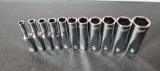 Set of 11 Milwaukee 1/4" drive deep SAE / A/F 6-point sockets - 5/32" - 9/16"