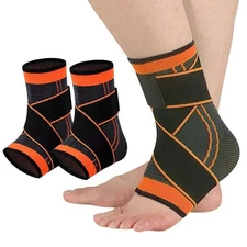 Large Orange Ankle Compression Sleeve Plantar Fasciitis Brace for Men Women