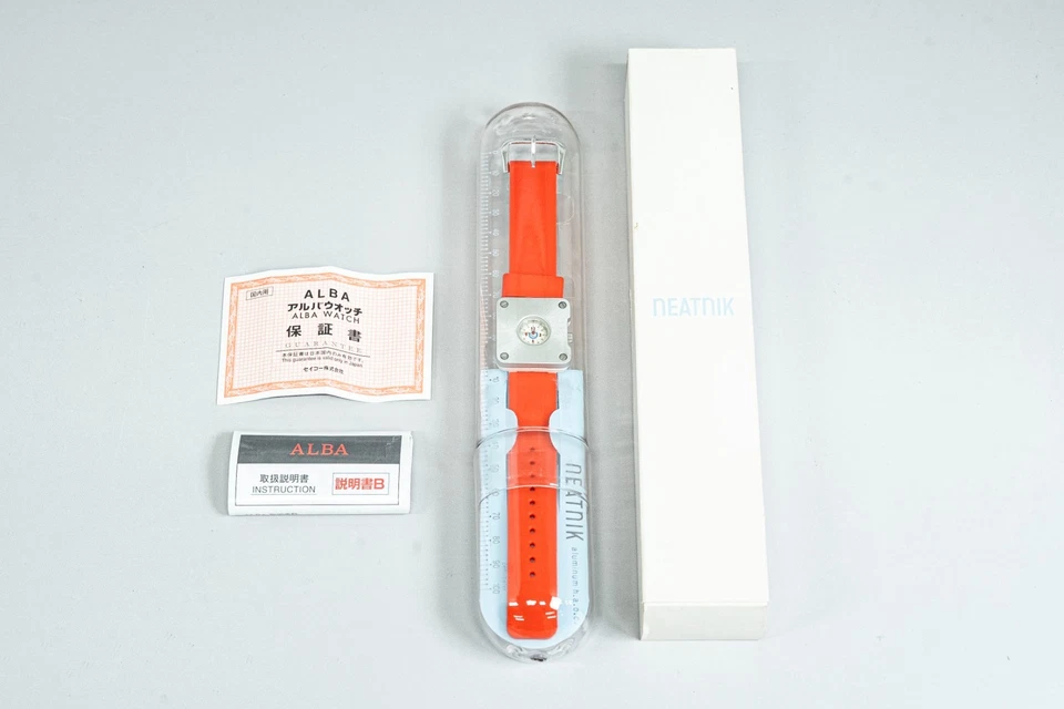 RARO! Juego completo *NOS* Vintage 1998 SEIKO ALBA Neatnik V701-2G30 cuarzo 28 mm para hombre Foto 2 de 4