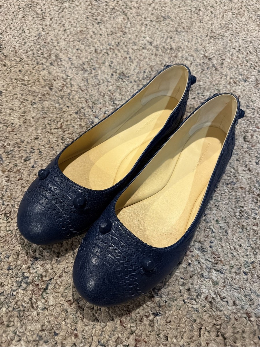 【名作】 Balenciaga Arena バレリーナ シューズ 38 Balenciaga Blue Leather Arena Brogue-Trim Ballerina Flats Size: 40