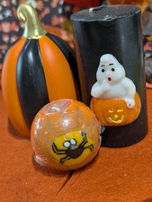 Spooktacular Retro Halloween Decor Lot of 3 Ghost, Jack-O'-Lantern, Spider Web