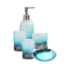Set, 5 PCS Bath Ensemble Set Includes Soap Dispenser, Soap Dish, Tumbler, Too...