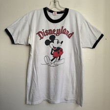 Vintage Single Stitch Mickey Mouse Disneyland Ringer Tee Slightly Distressed L