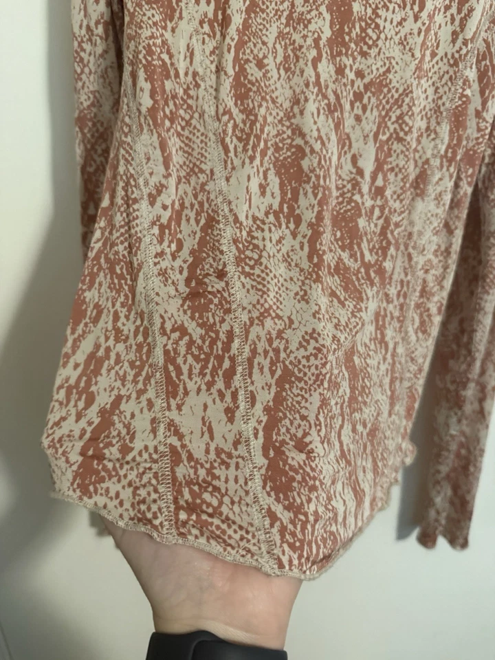 Intimately Free People Coral Snakeskin Long Sleeve Shirt Small - Image 3 of 4