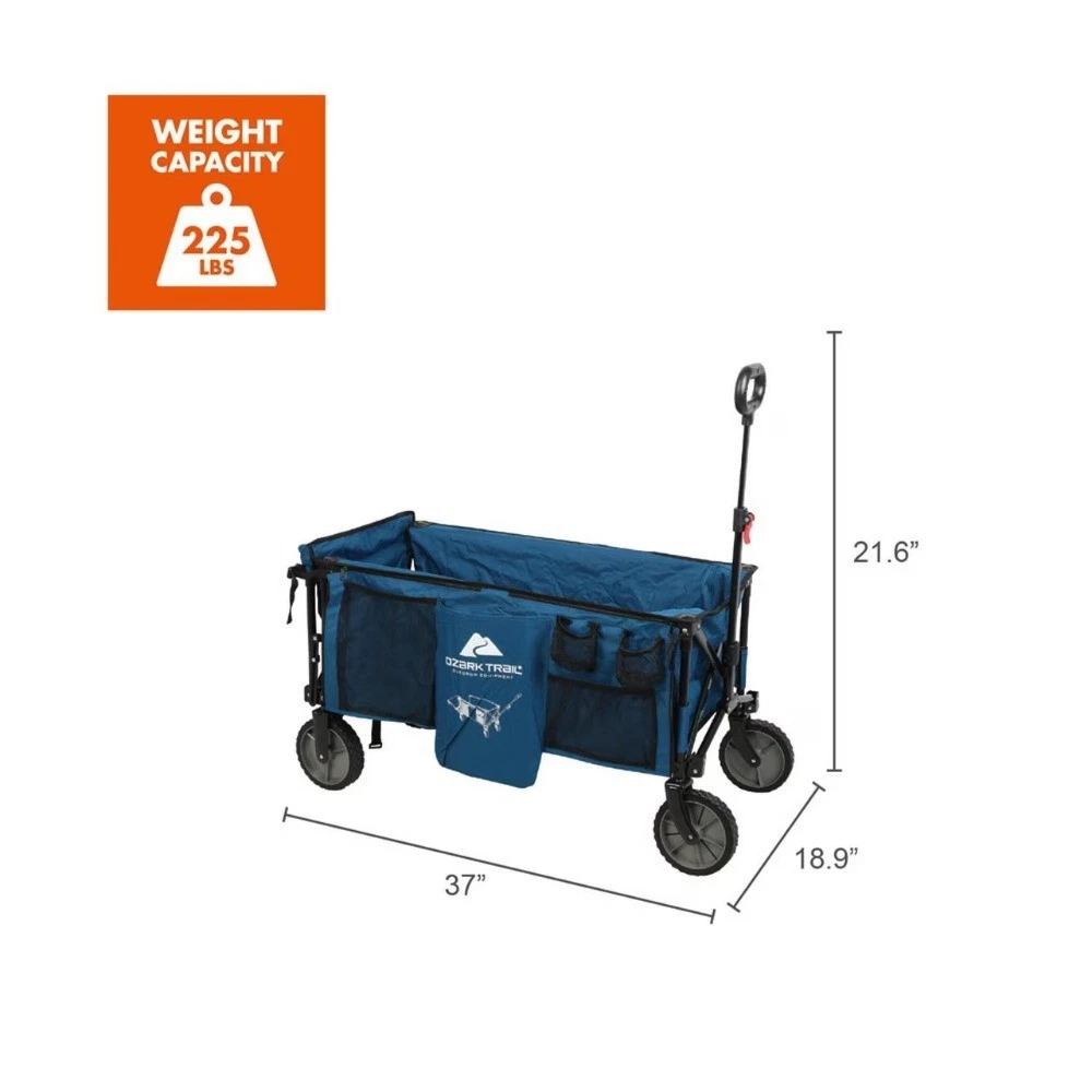 Quad Fold Camping Wagon with Telescoping Handle, Blue, Polyester - thumbnail 6
