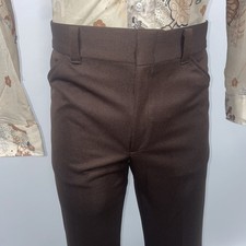 NOS Vtg Mens Pants 33 29 Haband Polyester Leisure Suit Brown 60s 70s Disco NEW