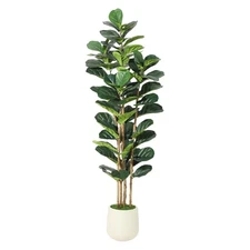 6FT Artificial Fiddle Leaf Fig Tree - Faux Rubber Tree with White Pot - Tall ...