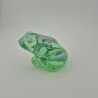 Vintage Fenton Art Glass Green Frog Figurine Signed by Artist
