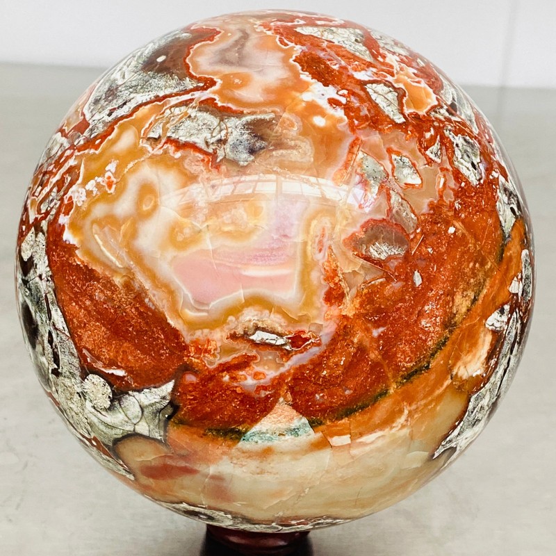 Natural Money agate Crystal Sphere Ball healing 3360G