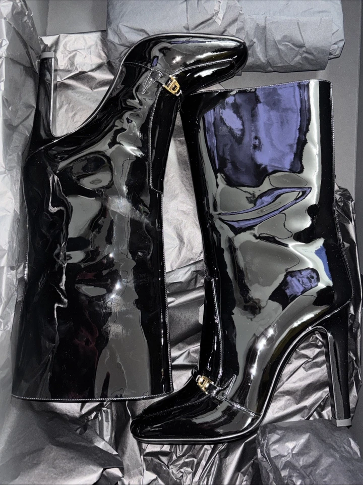 SAINT LAURENT Vernice Grupy charol botas hasta la rodilla - Italia talla 40 EE. UU. 8,5 Foto 3 de 4