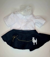 Build A Bear Workshop Outfit 50s Poodle Skirt LOT Skirt Blouse Necktie Vintage