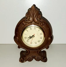 9" H Vtg Vintage heavy Mechanical Clock