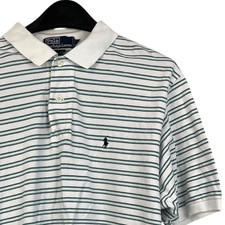 Polo Ralph Lauren Mens XL 100 Cotton Short Sleeve Polo White Striped Pony