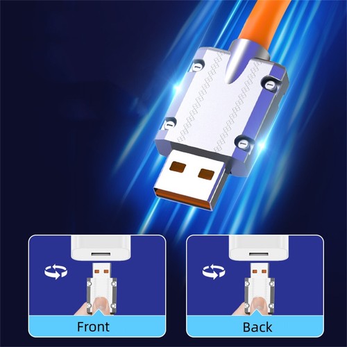 180° 6A Fast Charging Data Cable USB to Type-C Cables Cord 120W Charger Adapter - Foto 9 di 16