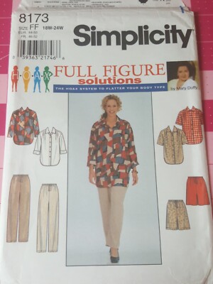 Simplicity Pattern 8173 Tops Blouses Pants Shorts Sizes 18W 20W