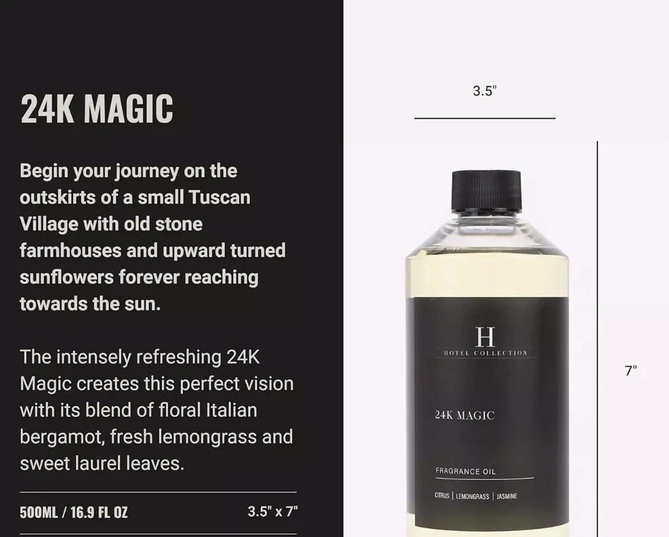 Aceite difusor 24k Magic 500 ml inspirado en W Hotels, colección hotelera. Foto 2 de 4