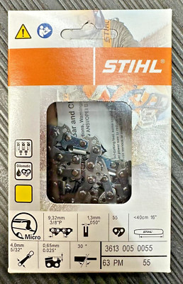 Stihl 16'' Chainsaw Chain 63PM 55,  3/8p .050'', 55DL, 3613 005 0055   oem