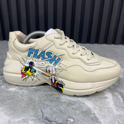 Gucci Rhyton Sneaker Paperino Stampato Pelle Beige 7 US o 37 EUR * - Foto 8 di 24