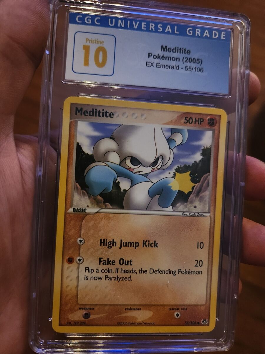 POP 4) CGC 10 PRISTINE Meditite 55/106 EX Emerald Pokemon POP 4) CGC 10 PRISTINE Meditite 55/106 EX Emerald Pokemon